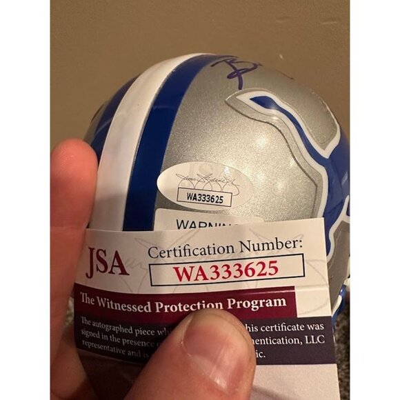 Billy Simms signed "80 ROY" autographed Detroit Lions Vintage Mini Helmet JSA - Picture 4 of 4